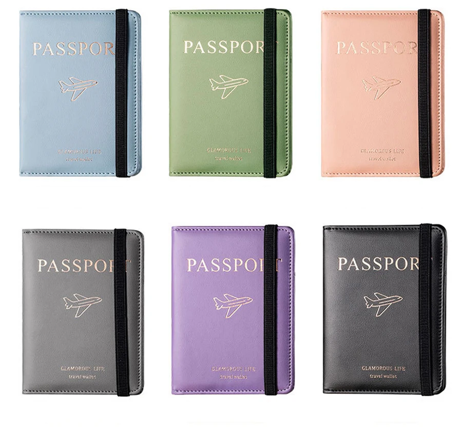 

DHL50pcs Card Holder RFID Brife Multifunctional Letter Printing Travel Passport Cover With Belt Mix Color