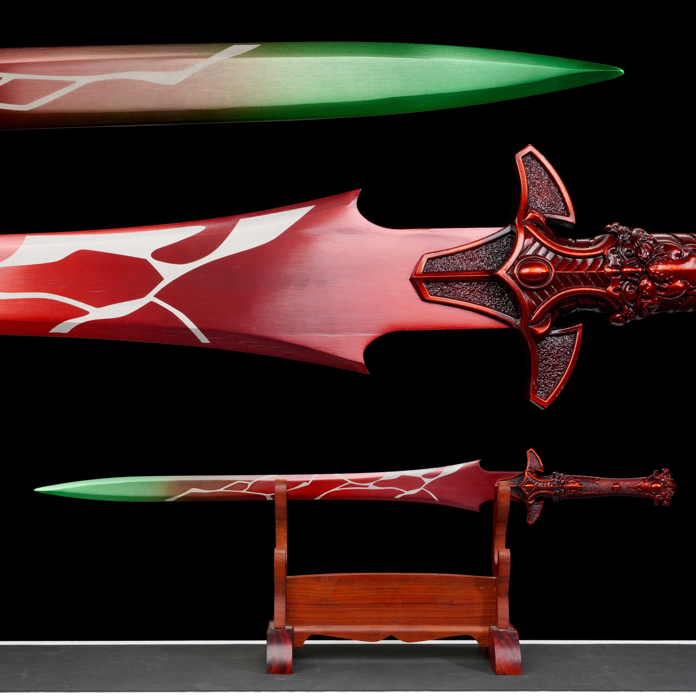Thunderbolt Hell Red Sword True Steel Leather Sheath Gift for a fan of ninja martial arts Preparation for combat Not sharp