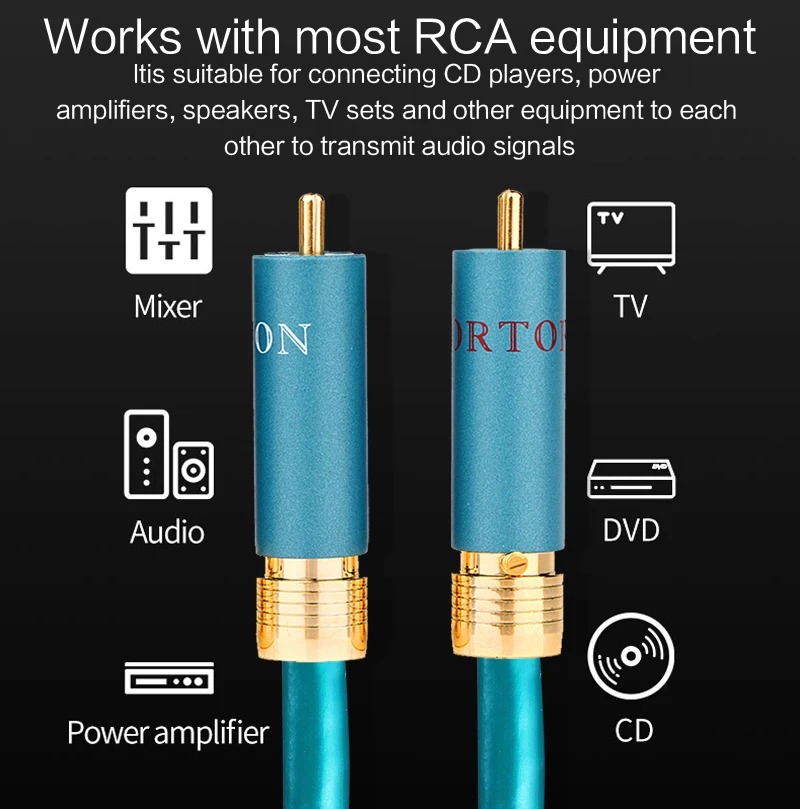 DIYLIVE Para wysokiej jakości kabli RCA 8N OCC ze srebrem do wzmacniacza CD, kabel połączeniowy audio 2RCA do 2RCA (męski-męski) — zdjęcie produktu 3