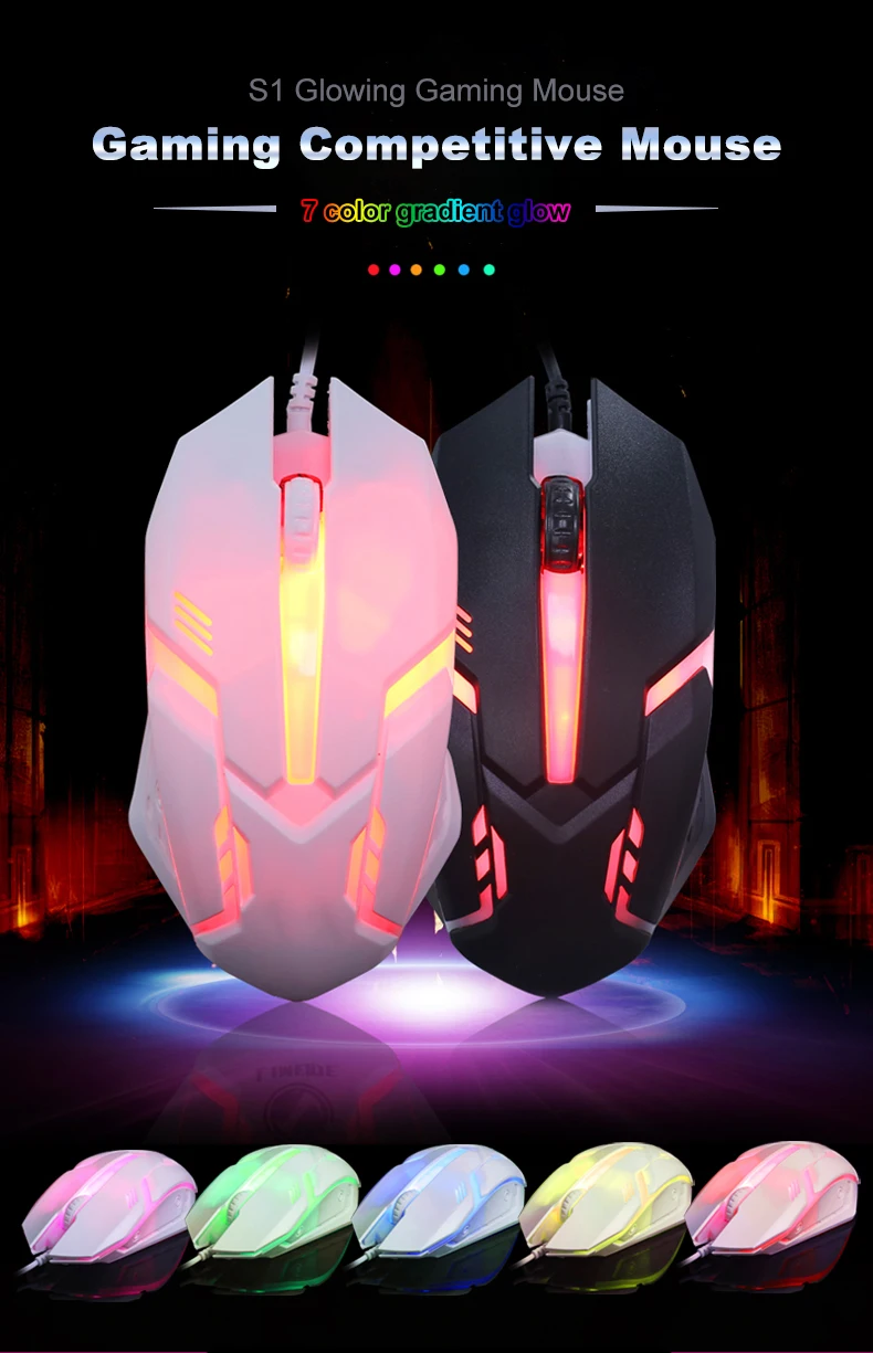 Игровая проводная USB-мышь с подсветкой для ноутбука