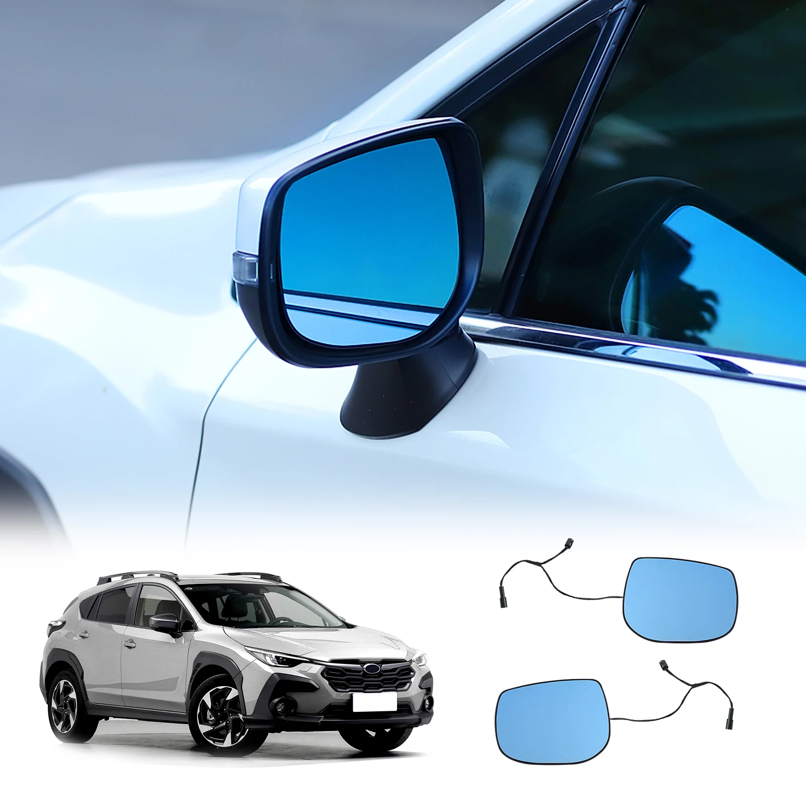 For Subaru Crosstrek Impreza 2024-2026  Forester 2025 2026 Blue Lens with LED Indicator Wide View Anti Glare  Rearview Mirror