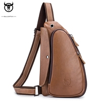 Bullcaptain Genuine Leather Men Chest Pack Casual Sport Messenger Shoulder Bag For Male Outdoor Sling Clutch Handbag Flap JYG135