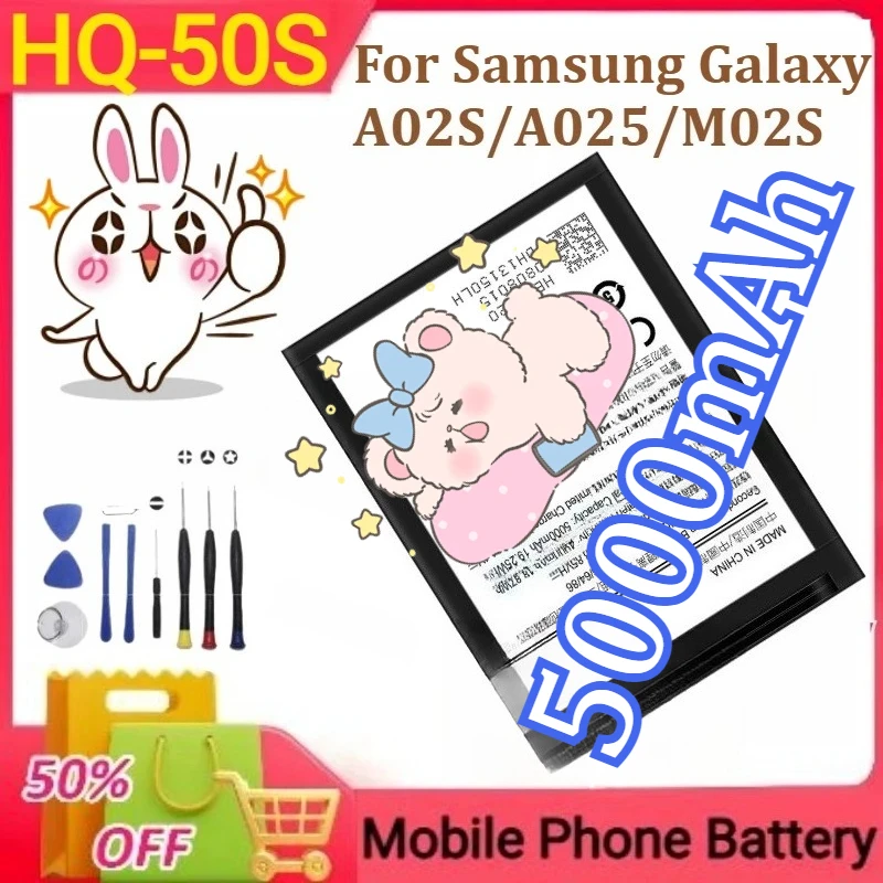 

For Samsung Battery HQ-50S HQ-50SD for Galaxy A02S M02S M025 F02S A03 A03S Phone Battery 5000mAh SLC-50 +Tools
