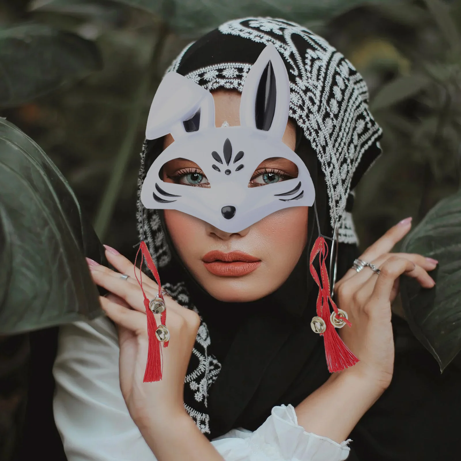 3 pezzi maschera viso coniglio di Halloween copricapo decorativo accessorio per feste copricapo per costume