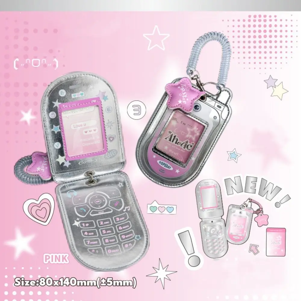 

PU Leather Idol Photocard Holder Mini Phone Decoration Idol Card Display Protector Cute Y2K Access Card Protective Case