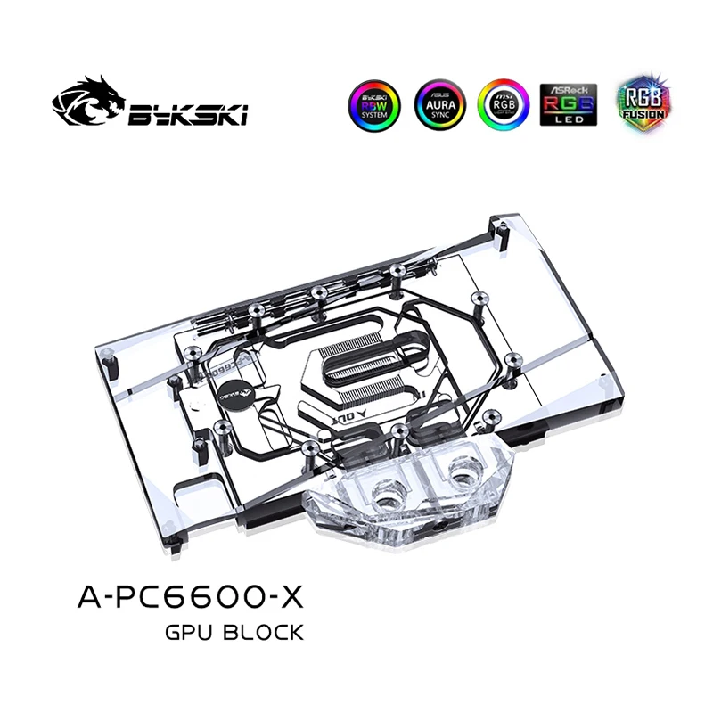 Imagem -03 - Bykski-bloco de Água para Powercolor Lutador Amd Radeon rx 6600 8g Placa de Vídeo Copper Cooler Gpu Radiador Rgb Sync A-pc6600-x