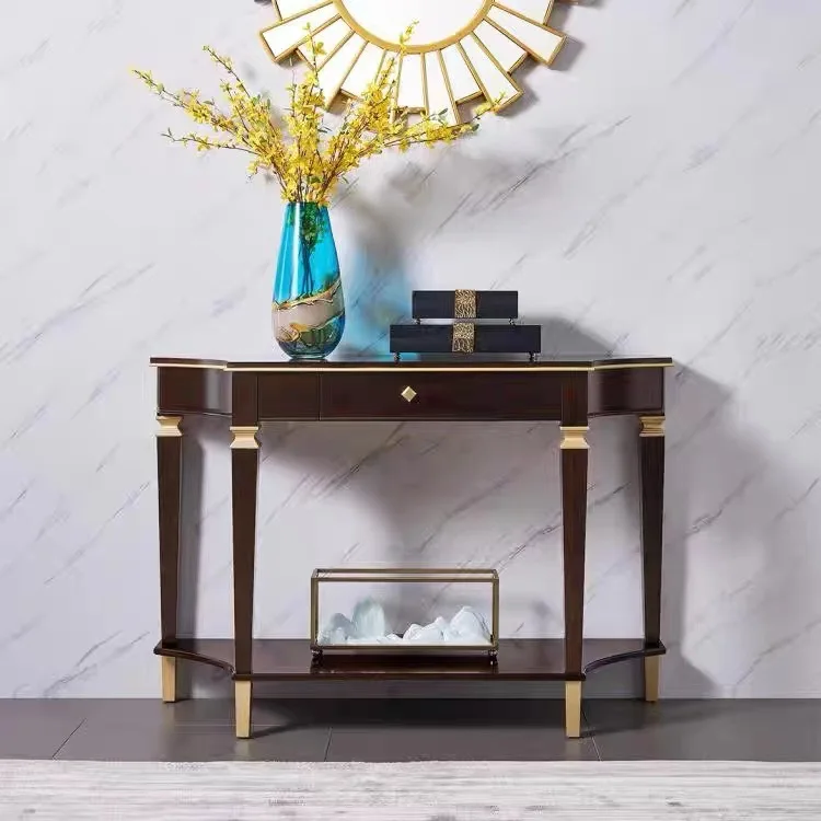 American rural solid wood entrance table Neoclassical Chinese entrance table Small apartment light luxury foyer decorative strip
