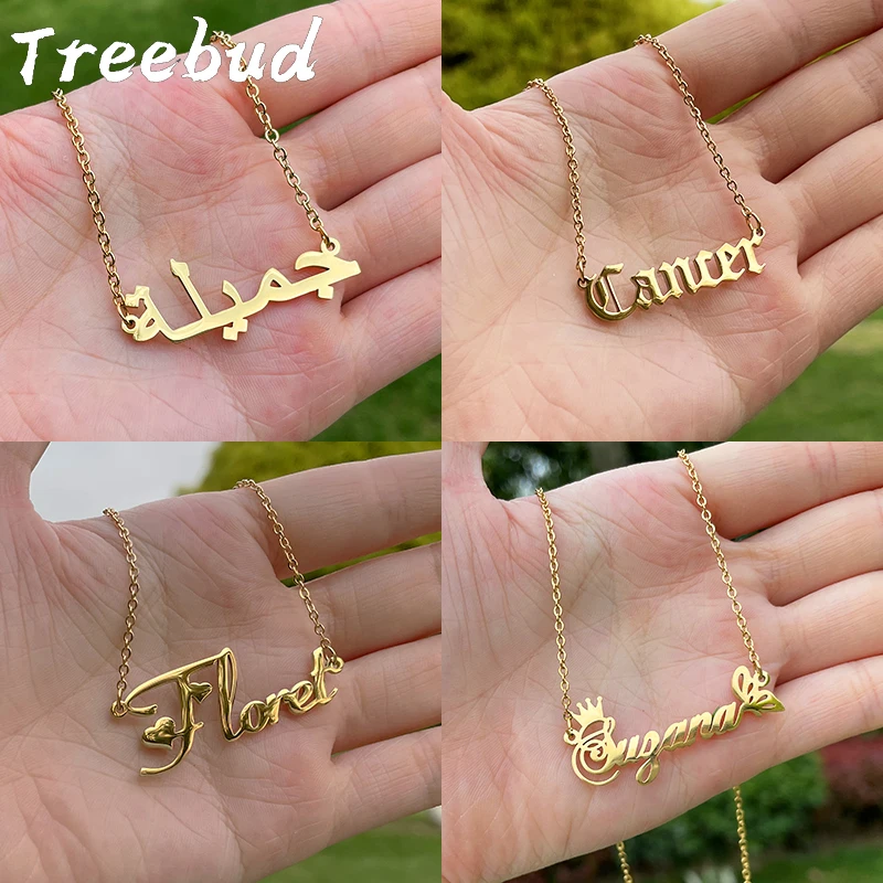 Treebud personalizado borboleta coração nome colar para as mulheres de aço inoxidável placa de identificação pingente gargantilha jóias presentes