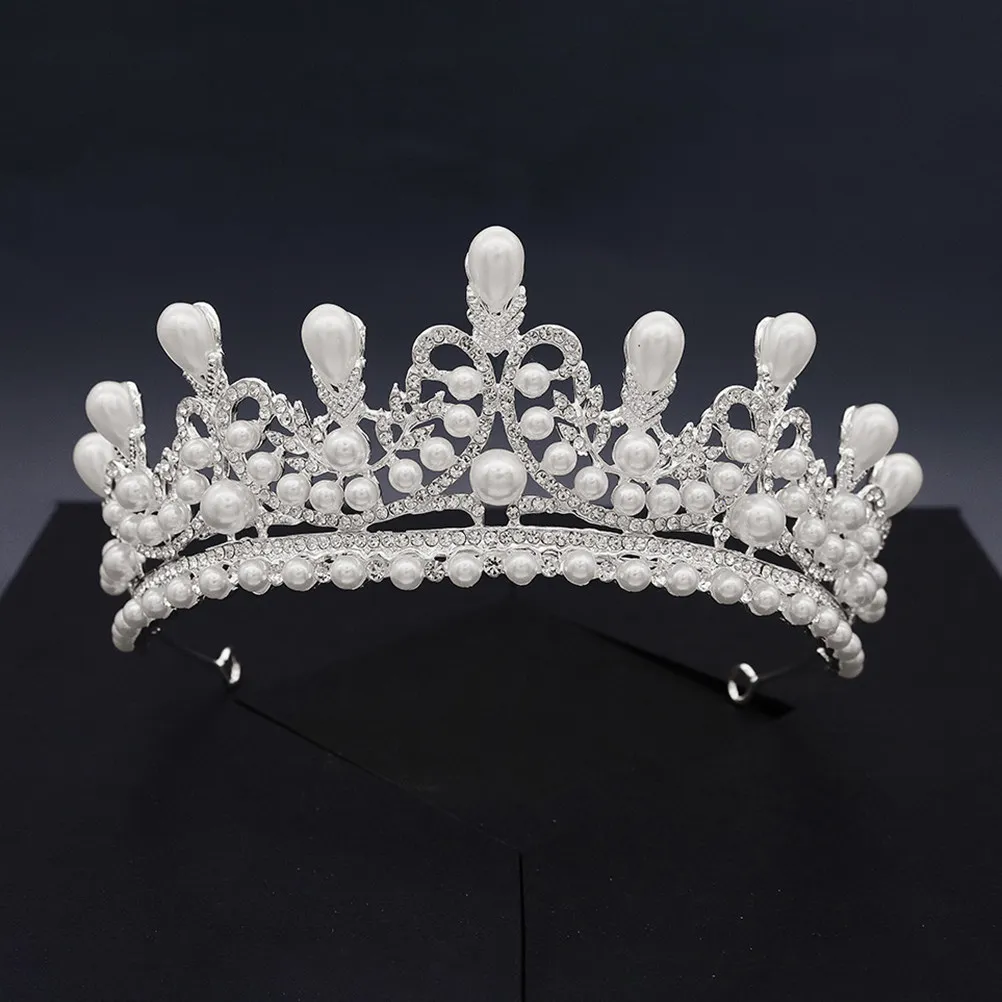 

Серебряная корона с жемчугом и стразами для невесты, блестящая тиара для вечеринок, свадеб и помолвок, головной убор для невесты