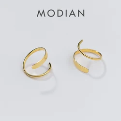 Modian Authentic 925 Sterling Silver Geometric Wave Shape Stud Earring for Women Korea Style Ear Pin Fine Jewelry Accessories