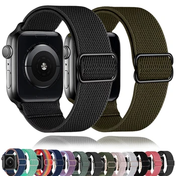 Scrunchie pulseira para apple watch band 49mm 44mm 40mm 38mm 42mm pulseira de náilon elástico iwatch série ultra 3 6 se 7 8 9 45mm 41mm