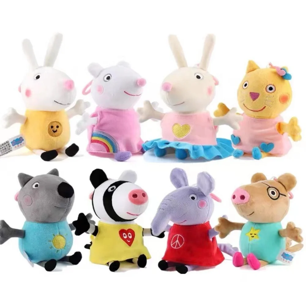 19cm/7.48in Peppa Pig Original Plush Filled Kawaii Pendant Doll Toy George and Friends Key Chain Home Party Decorative Toys Gift