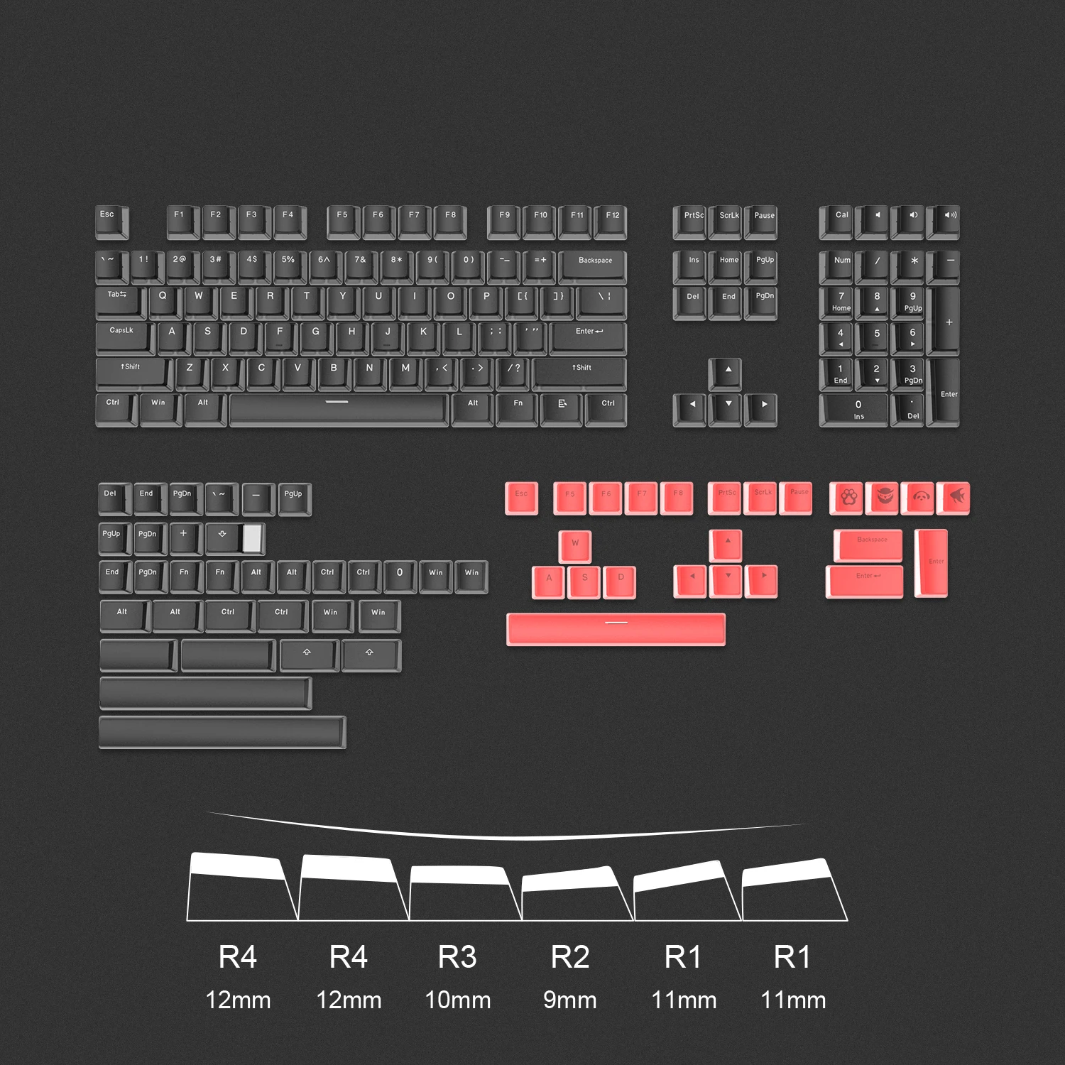 165 klawisze Pudding Keycaps PBT profil OEM Custom Keycap Double Shot podświetlany z ściągaczem do 61/87/104/108/84/100/98/96 klawiatura