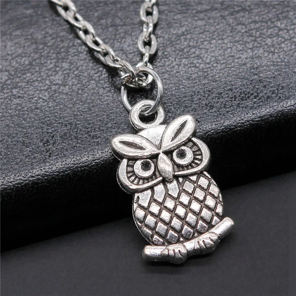 1pcs Double Sided Owl Jewelry On The Neck Couple Pendants Jewelry Making Vintage Chain Length 43+5cm