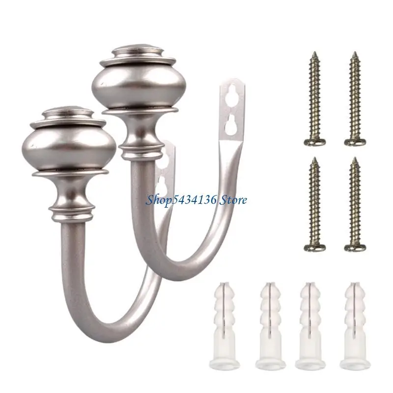 2Pieces Curtain Tiebacks Metal Curtain Accessories Wall Hooks for Drapery Support for Home and Office