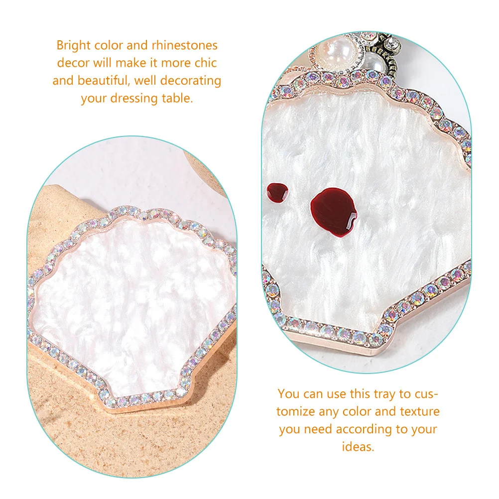 

Shell Nail Tips Display Board Bright Rhinestone Decor Tray For Mixing Gel Polish Resin Art Nail Salon Tools Makeup Mixing