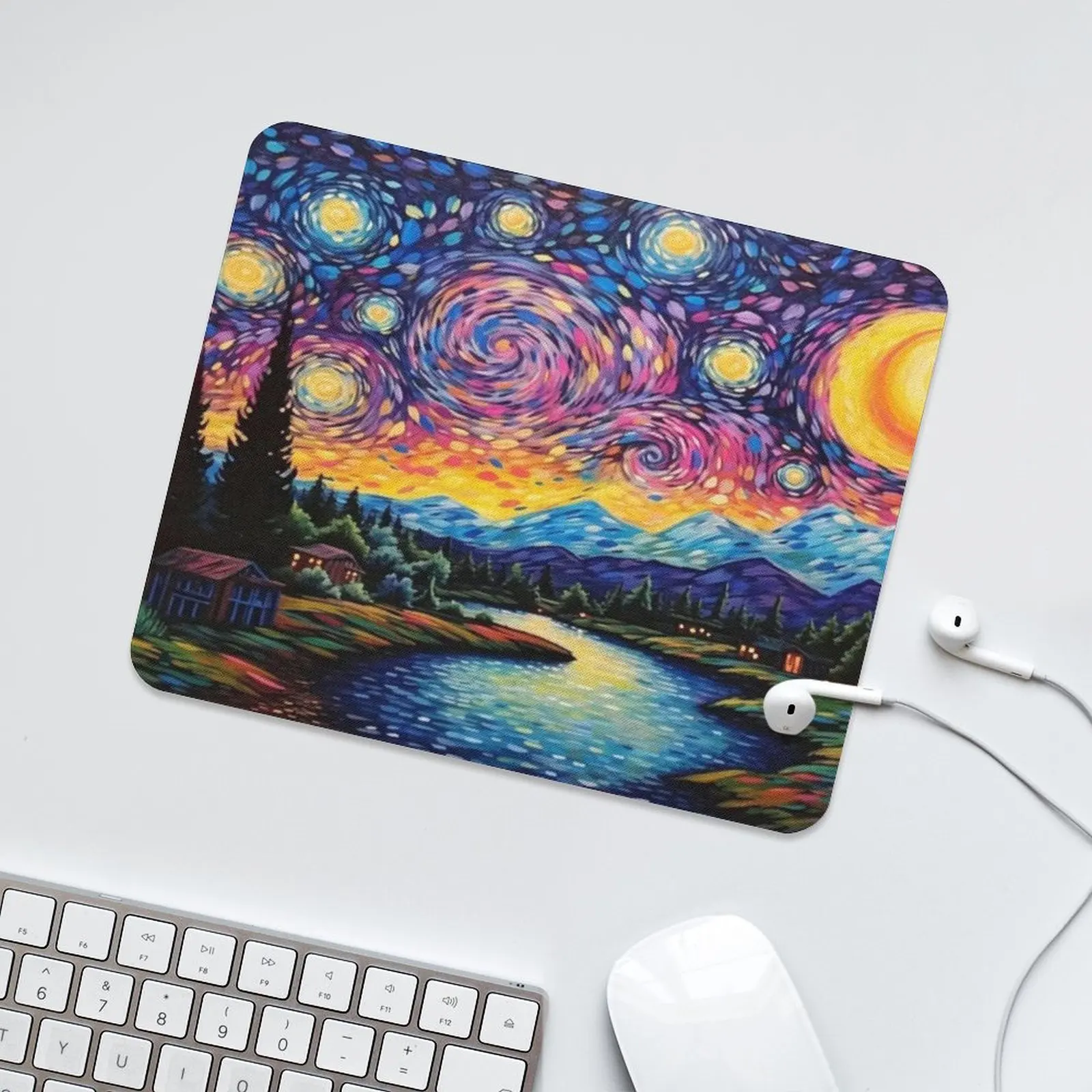 

Van Gogh Starry Night Art Mouse Pad Non-Slip Wrist Support Desk Mat Office Gaming Computer PC Laptop Computer Keyboard Mat