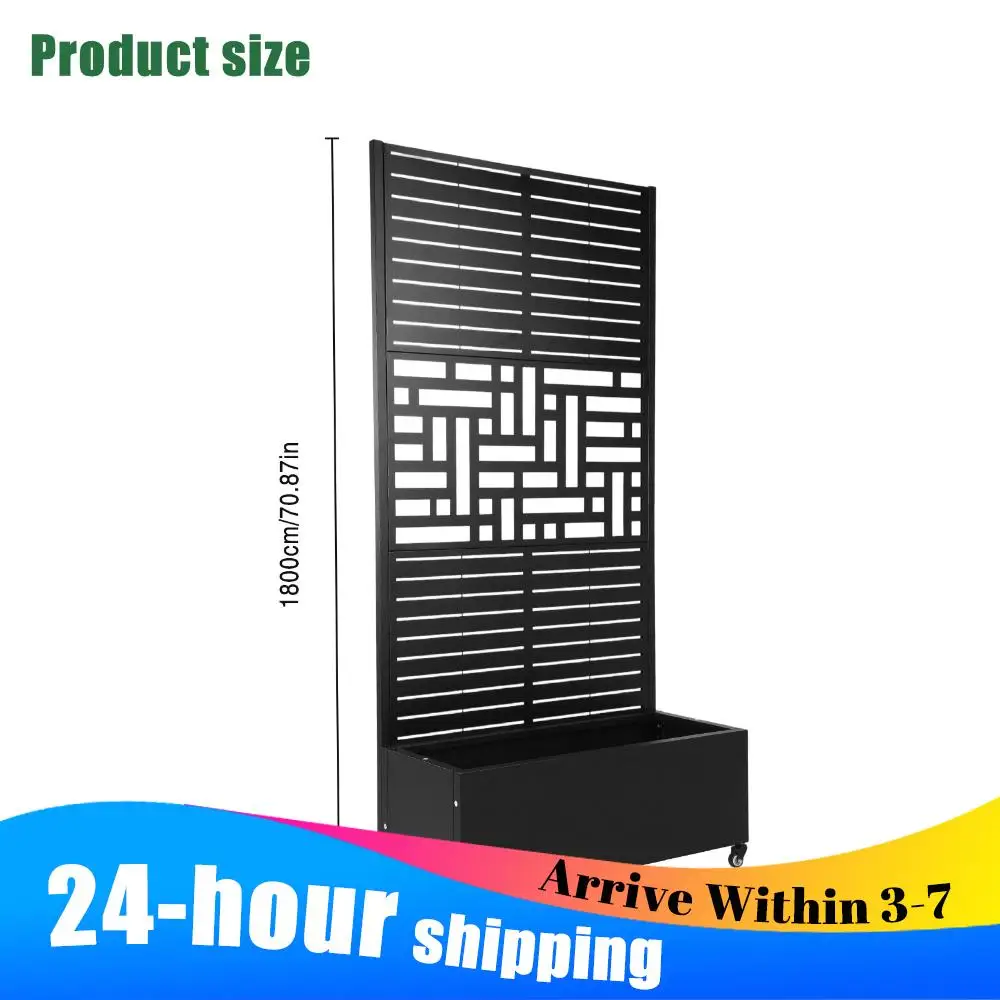 

Privacy Planters with Trellis and Wheels 70.87x35.43x15.75 Inch Outdoor Garden Box Suitable for Climbing Plants and Vegetables