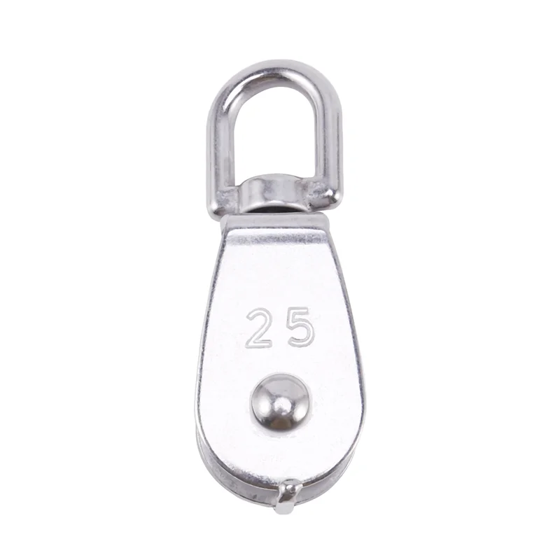 Bloque de polea simple de 8 piezas de 25 mm en rodillo de polea M25 de acero inoxidable 304 que carga 400 kg - Plata