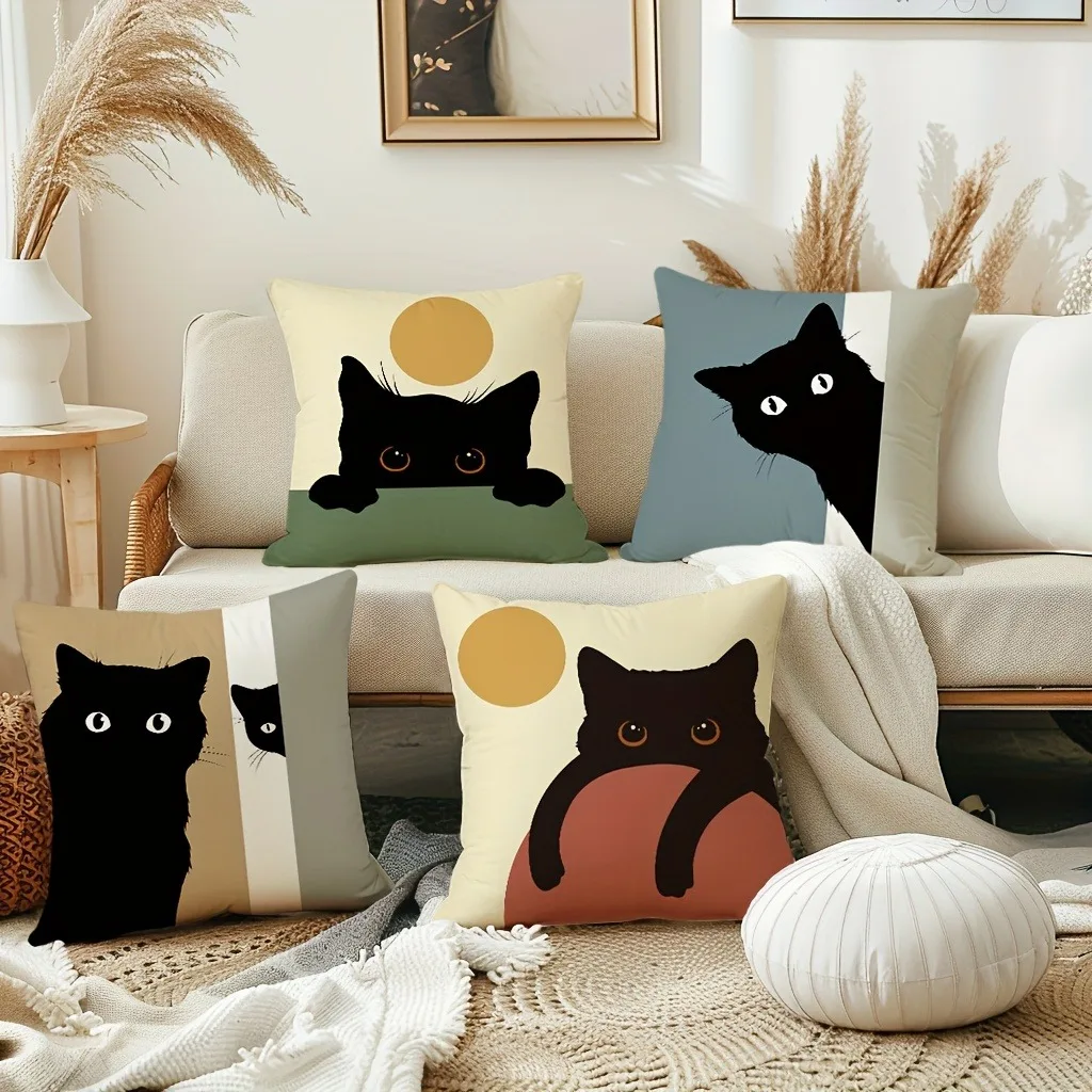 Funda de almohada con estampado 3D de gatito de 18x18 pulgadas, cremallera, lavable a máquina, funda de cojín, decoración imprescindible para el hogar para amantes de las mascotas