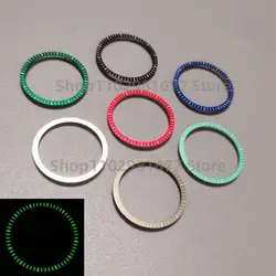 28.5mm*24.5mm Green Luminous Watch Accessories Black Silver Red Scale Insert Chapter Ring Hollow Dial Fit for NH35 NH70 Movement