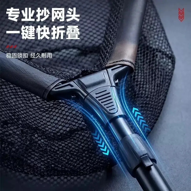 Portable Foldable Triangle Landing Net with Aluminum Telescopic Rod Durable Fish Net for  Fish Angling Use