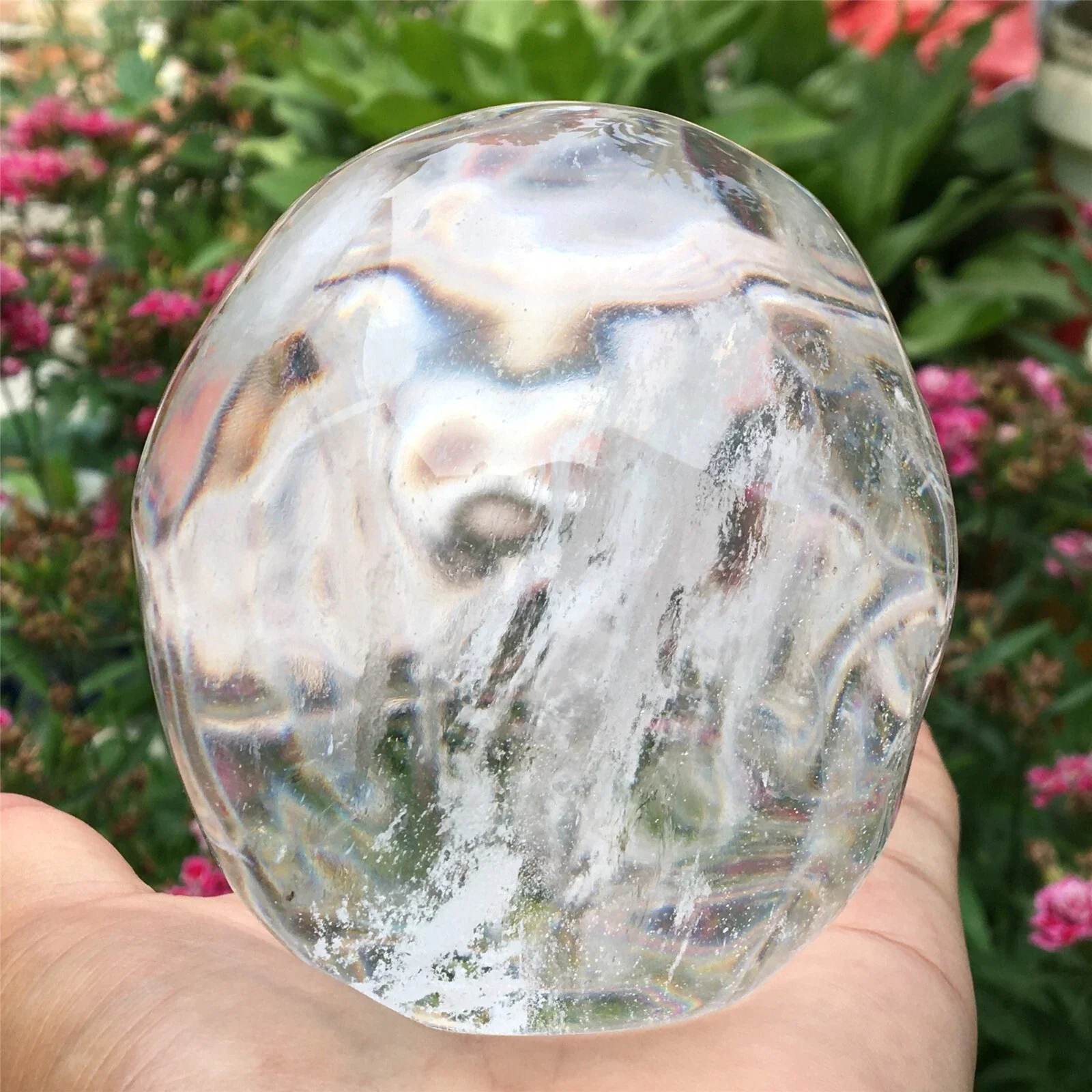 White Melted Quartz Hand-Carved Crystal aura Skull Gemstone Spiritual Restoration
