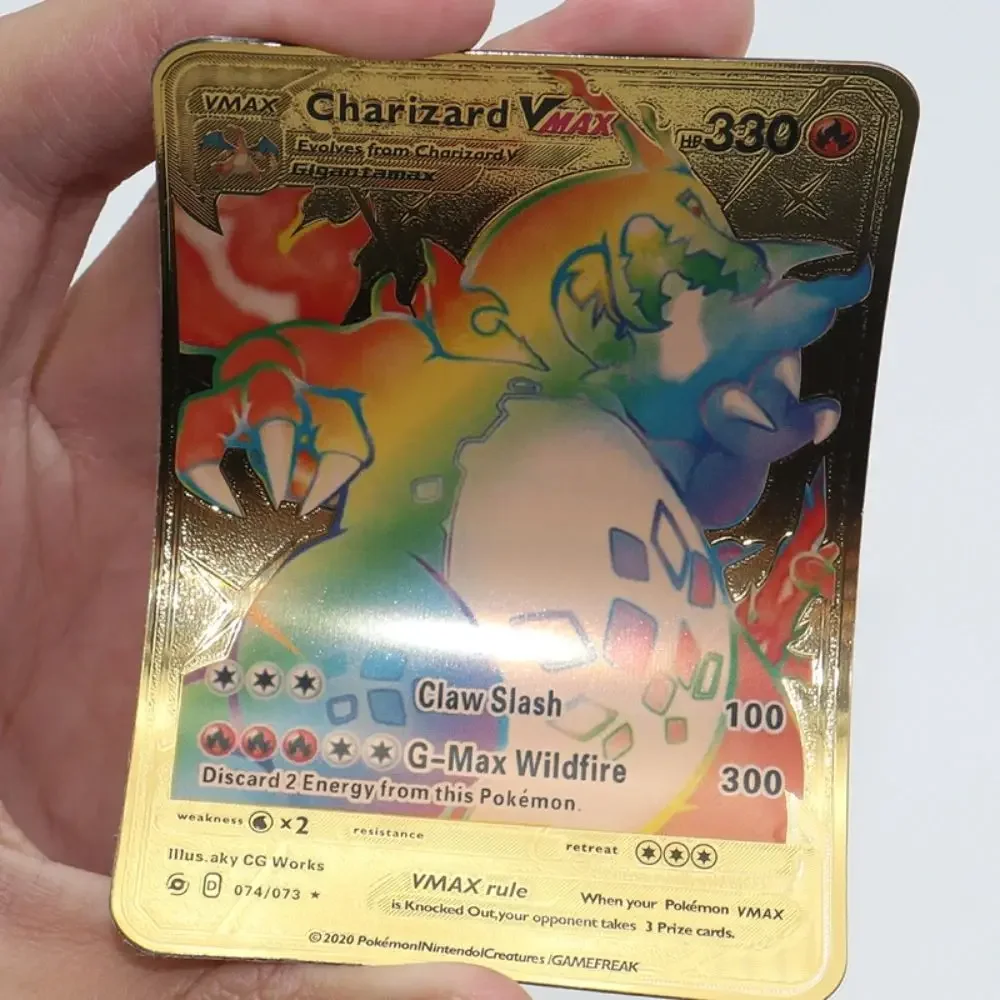 Cartas de Pokémon de 27-55 piezas, coloridas, doradas, negras, 3D, Pikachu, inglés, francés, español, alemán, Vmax, GX, Energy Card, Collect Battle