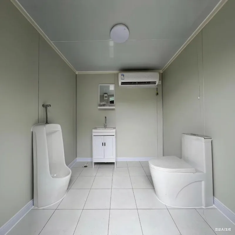Inodoro móvil portátil de diseño moderno de 40 pies, casa de contenedor de baño prefabricada para uso público para aplicaciones en el baño