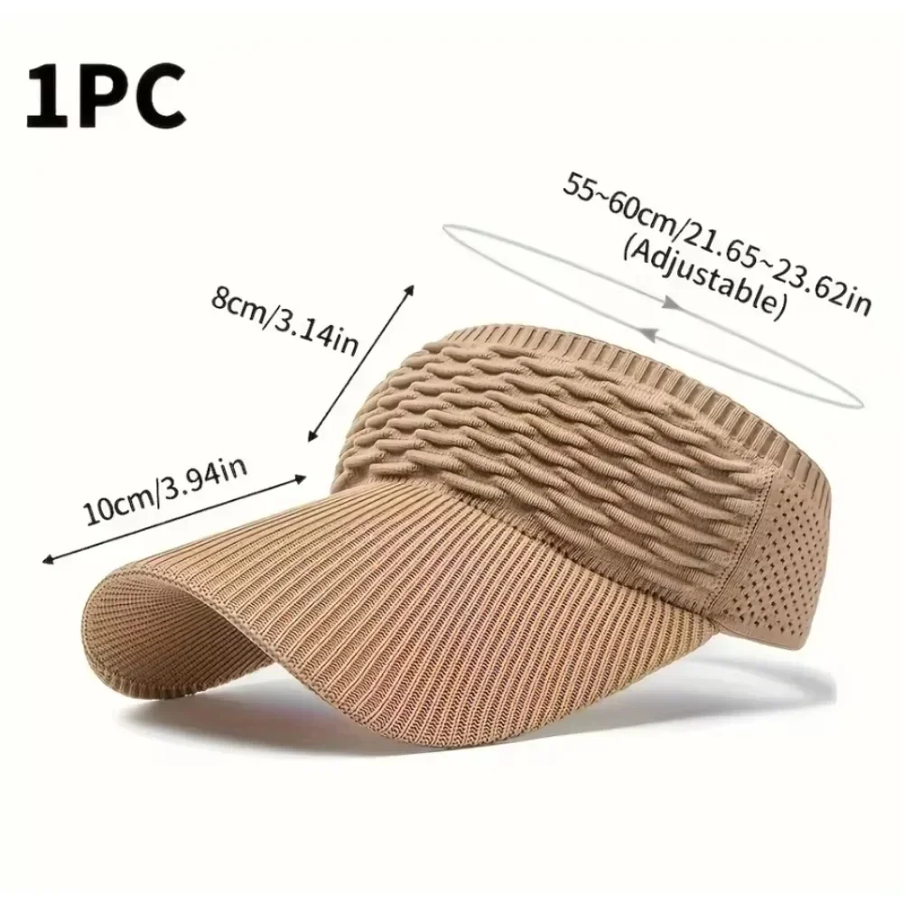 بلون محبوك قبعة بواقٍ للشمس العصرية تنفس مرونة قبعة واقية من الشمس عادية تشغيل أقنعة للنساء الاستخدامات اليومية الصيف في الهواء الطلق الربيع #6