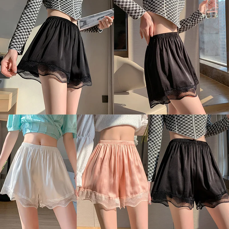 

Loose Lace Safety Pants Summer Safety Shorts Ice Silk High Waisted Underwear Bottoms Leggings Soft Fashion Comfortable Sexy INS