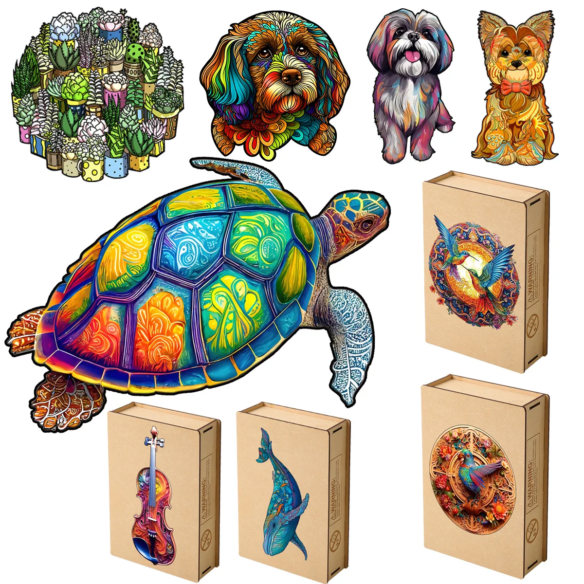 Exquisite Irregular Shape Wooden Animal Jigsaw Puzzles Intellectual DIY Wood Crafts Adults Children Family Educational Games