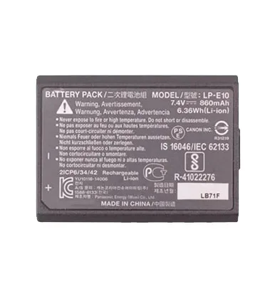 LP-E10 LPE10 860mAh Battery For Canon EOS Rebel T3 T6 T7 T100 Kiss X50 X80 X90 1500D 3000D 4000D Camera