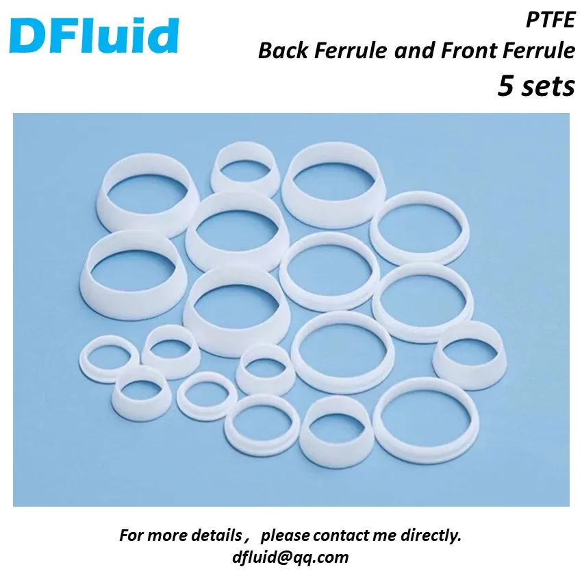 5 pcs PTFE Back Ferrule Front Ferrule Set Compression Tube Fitting 1/8