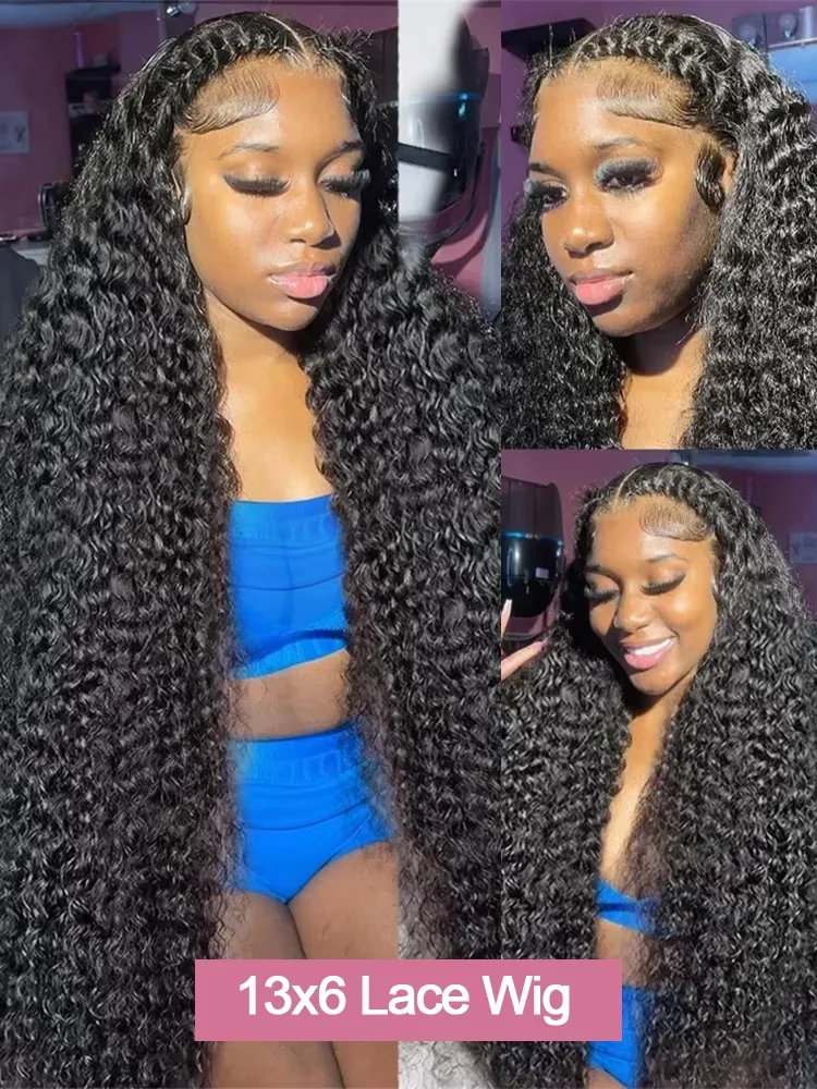 250% Density Brazilian Raw 30 32 inch 13x6 HD Lace Front Human Hair Wigs Deep Wave 13x4 Frontal Wigs Curly Glueless Closure Wigs image 5