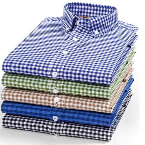 Imagen 1 del producto Camisas a cuadros populares korena de moda 100% algodón de alta calidad para hombre, camisa informal formal ajustada, tendencias, ropa de oficina elegante