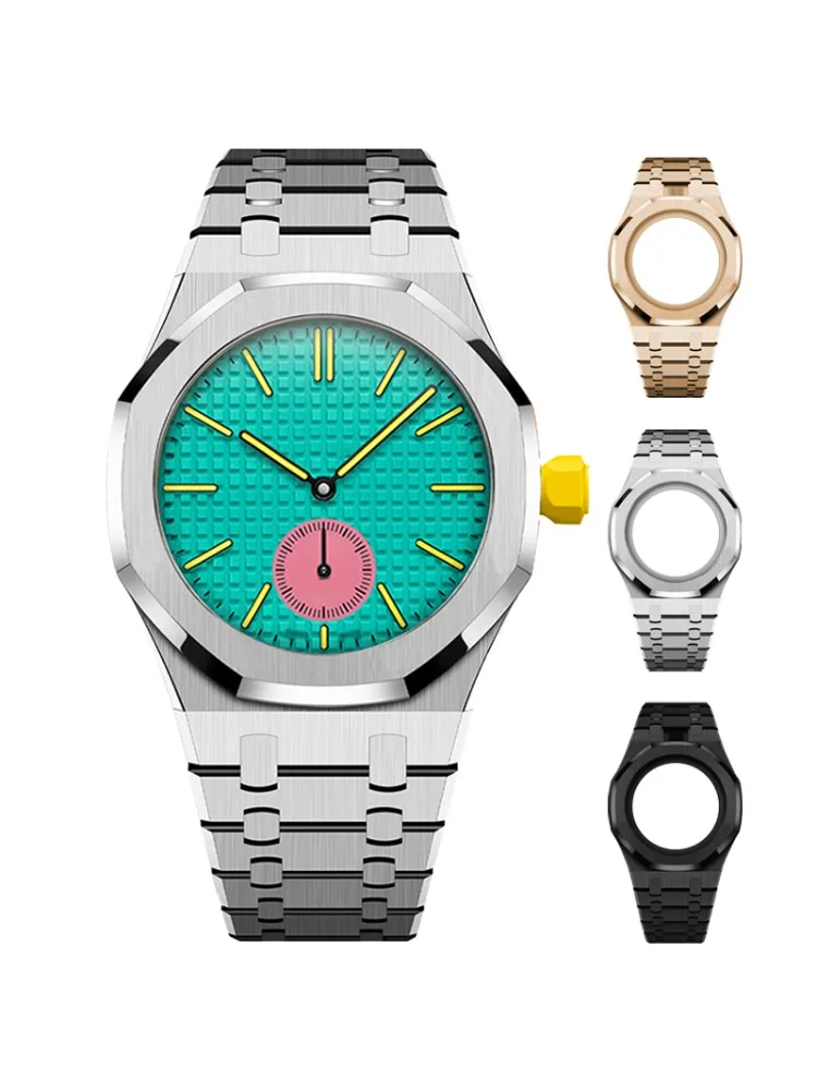 Luxuriöses Edelstahlgehäuse + Edelstahlarmband-Modifikationsset, Taschenuhr-Umbau zu Armbanduhr für Royal POP
