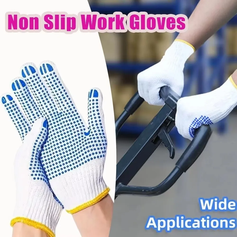 48PCS/24Pairs Wear-Resistant Work Gloves Thickened Rubber Coated Protective Gloves Comfortable Cotton Material Safety Gloves