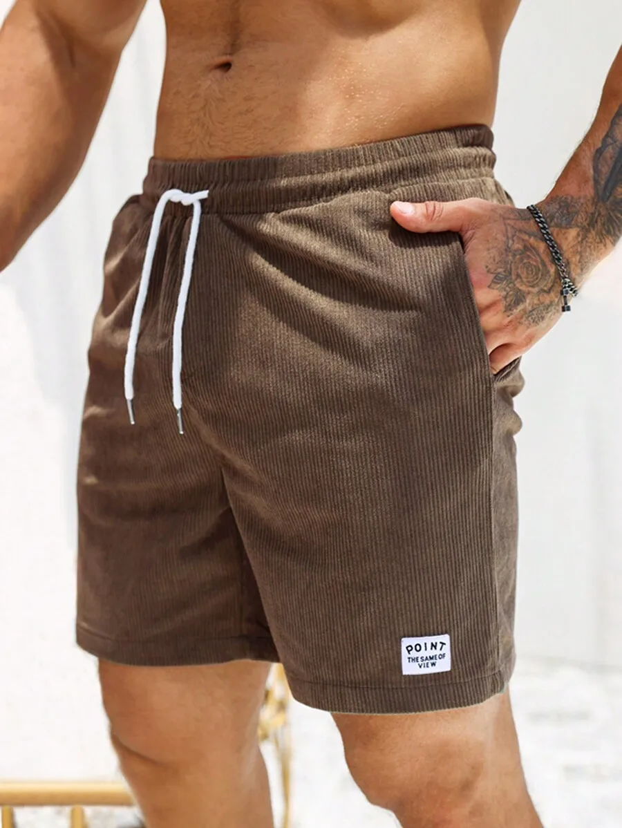 

Mens Corduroy Drawstring Elastic Waist Casual Shorts For Beach Travel Summer