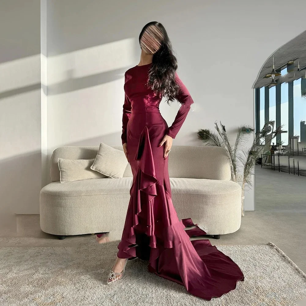 

Muloong O-Neck Sweep Train Women Elegant And Pretty Luxury Prom Dress