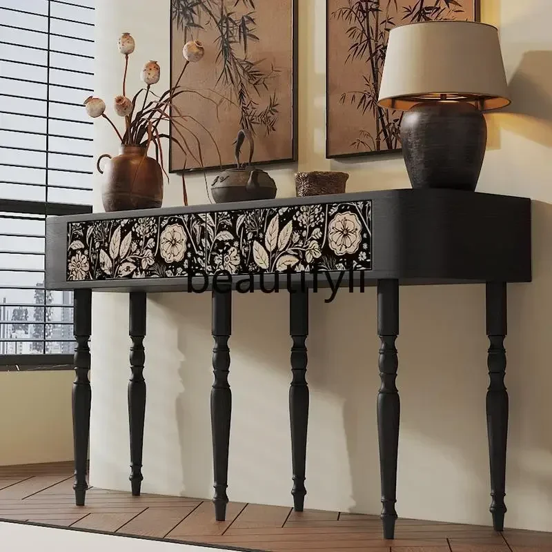 

Asmt14 New Medieval Xuanguantai solid wood edge living room against the wall semicircular decorative storage cabinet