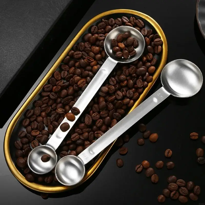 Stainless Steel Double Sided Coffee Measuring Spoon 5ml And 15ml Double Ended Teaspoon For Home And Cafes HX6C