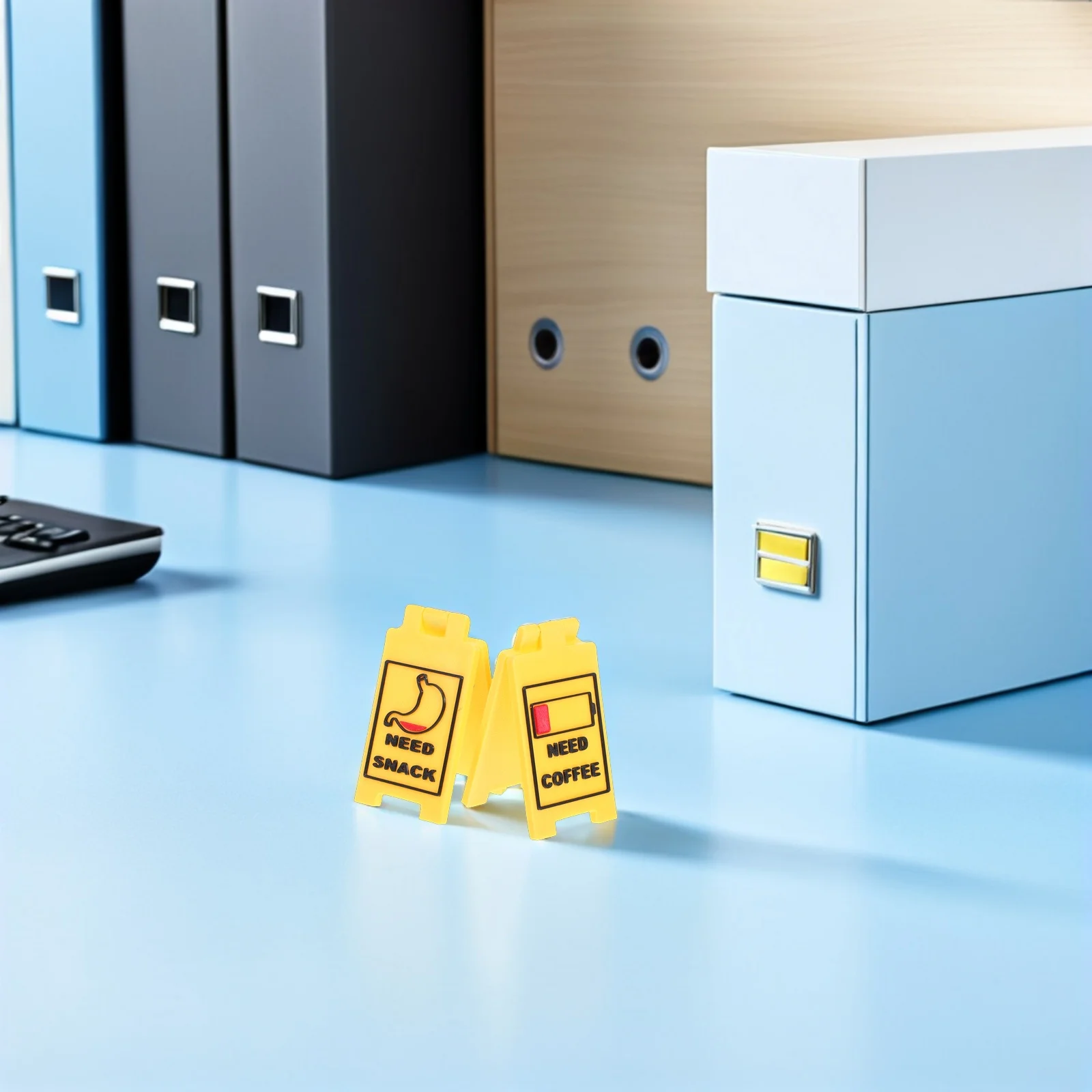 

2pcs Desktop Warning Sign Plastic Yellow Caution Tabletop Plaque Double Sided Funny Office Desk Decor For Cubicle Safety -