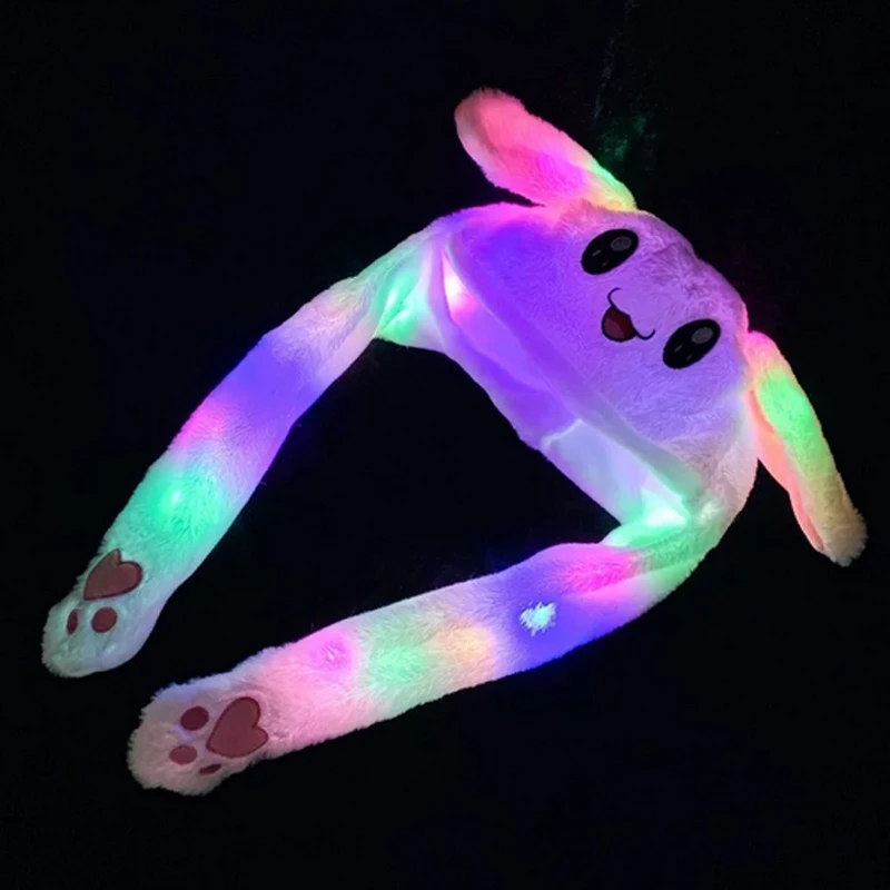 ウサギの耳の豪華な帽子,明るいLEDパーティーハット,子供向けのフェスティバルギフト,暖かいウサギの耳の帽子,写真アクセサリー,冬