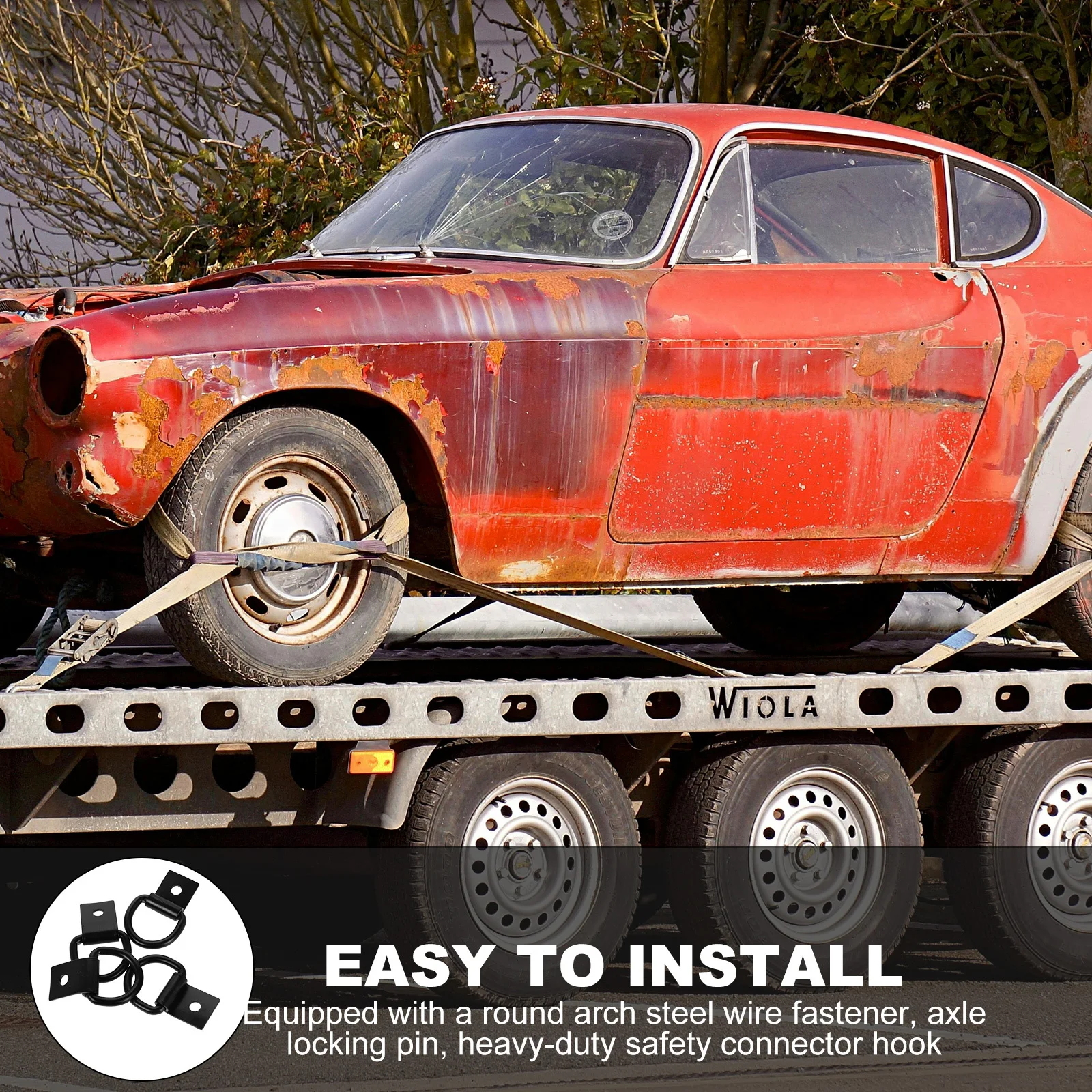 4 قطعة D حلقة التعادل أسفل المراسي الثقيلة السنانير ل مقطورة شاحنة السرير البضائع تأمين الأجهزة D حلقة التعادل أسفل المراسي #2