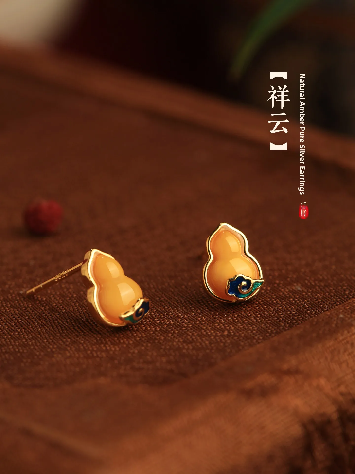 natural-honeycomb-silver-earrings-chinese-style-gourd-shape-women's-fashion-jewelry-easy-care-allergy-free-non-tarnish