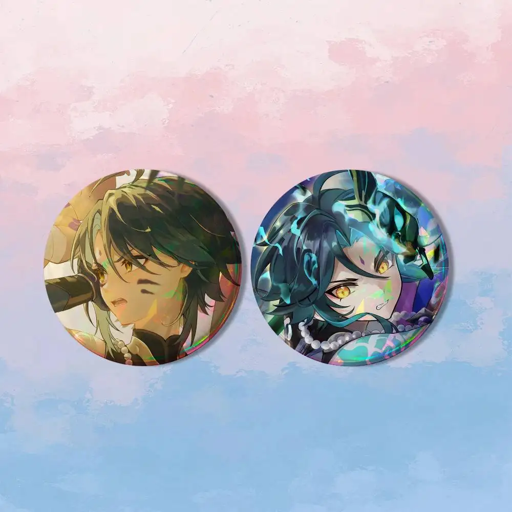 Genshin Impact Xiao Cool HD Print Round Lapel Pins Pretty Derby 2 piece set Round Display Brooches Brooch Badges