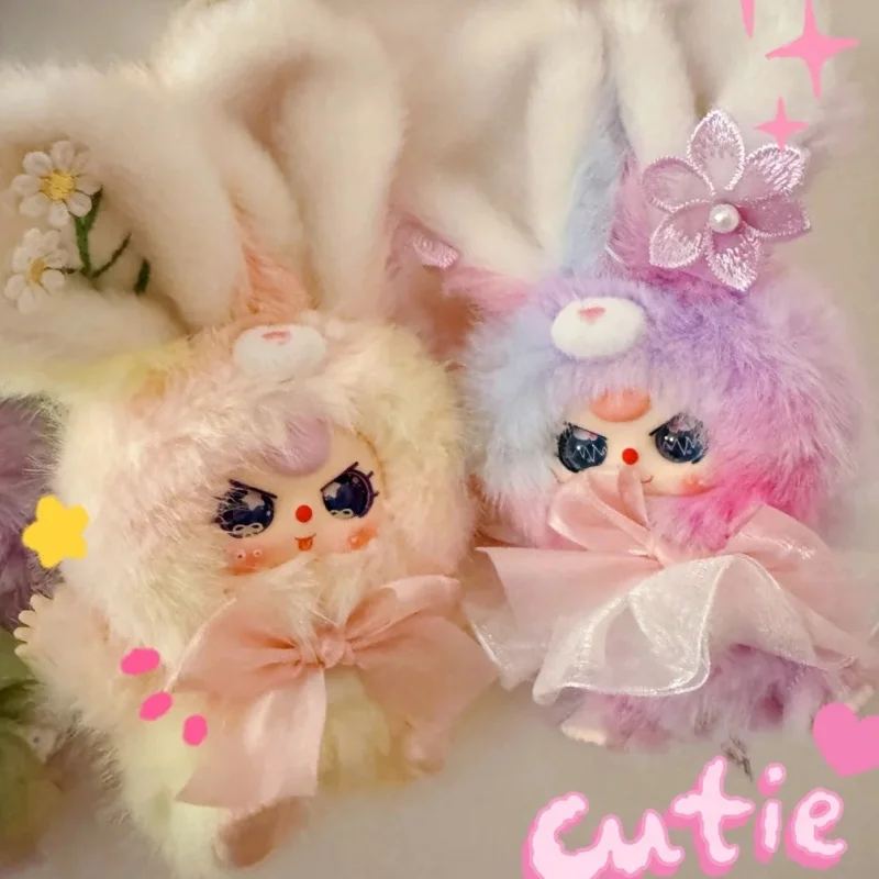 

Genuine Baby Three Flower Fairy Vinyl Fluffy Plush Doll Blind Box Rabbit Ear Keychain Desktop Ornament Birthday Surprise Gift