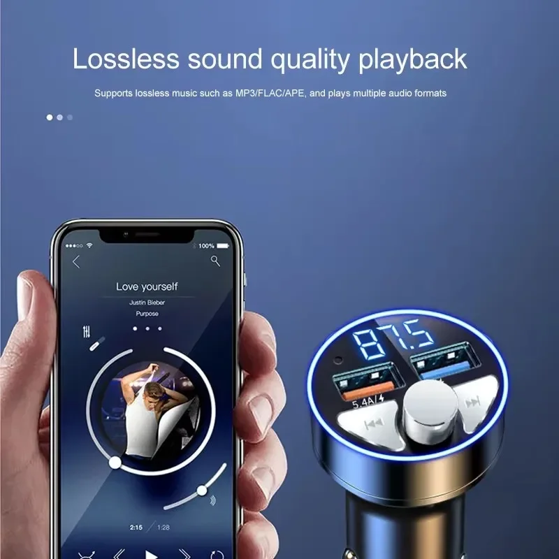 FM Transmitter Car Bluetooth Full Metal PD 30W Fast Charger Cigarette Lighter Supreme Version 5.4A Bluetooth Player Car charger image 5
