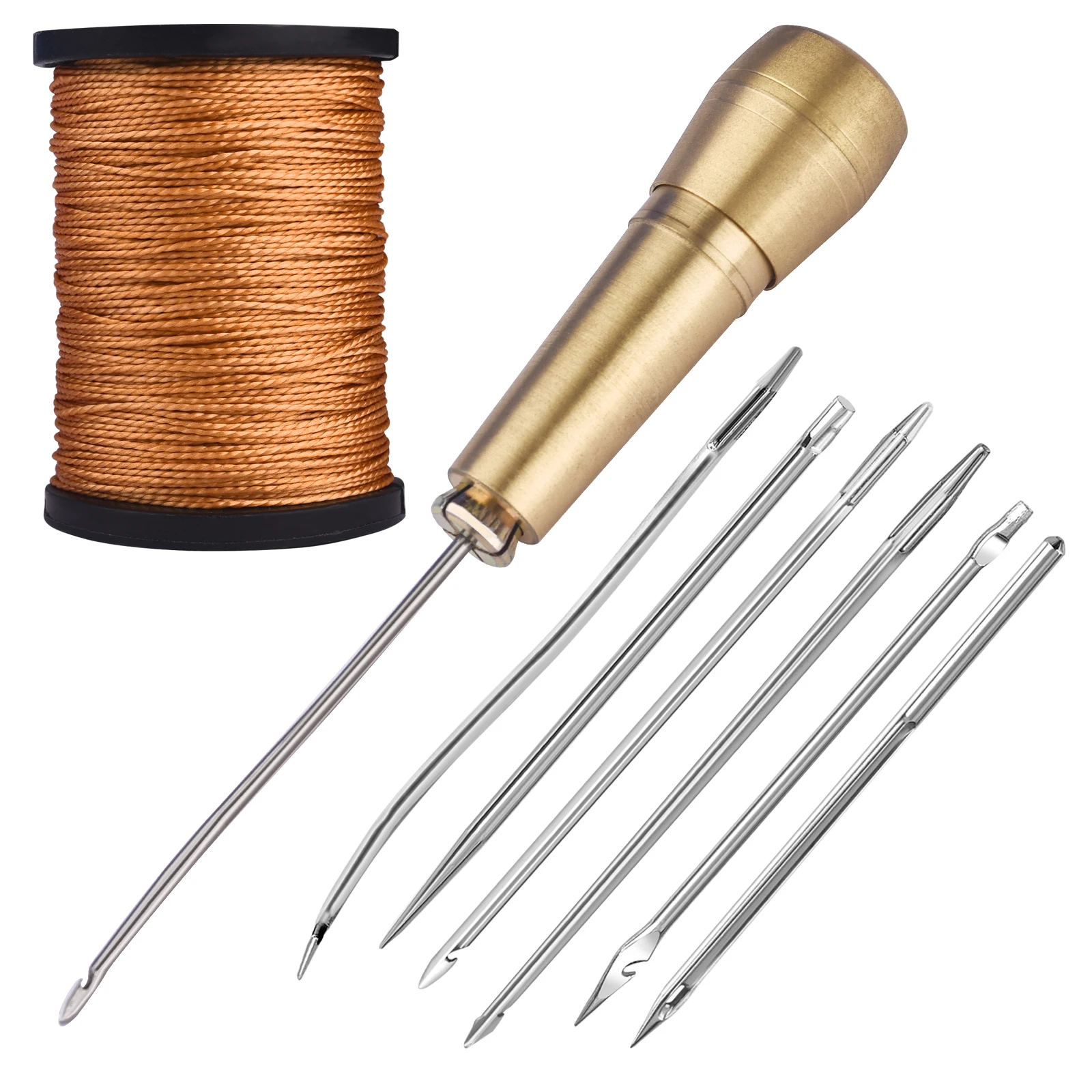 Leather Sewing Set DIY Leather Craft Awl Needle With Copper Handle Nylon Thread Kit Repairing Leather Canvas Tent Shoes Tools